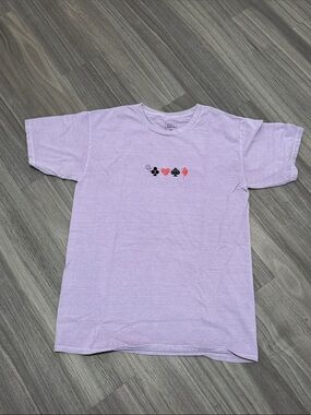 Men's Lavender Short Sleeve Tee with Card Suit Motif